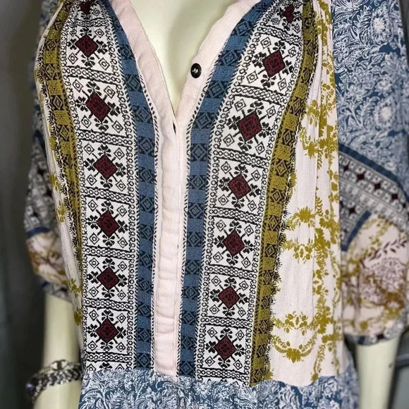 Free People Portobello Road Boho Cold Shoulder Tunic Mini Dress Womens s - Picture 13 of 16